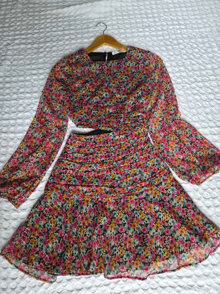 Floral Print Ruched Mini Dress