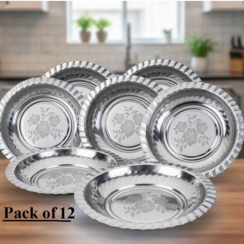 Stainless Steel Dinner Bowls - Set of 12