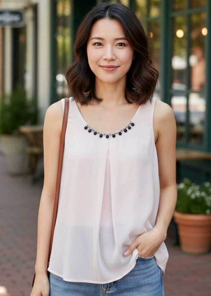 Baby Pink Beaded Top
