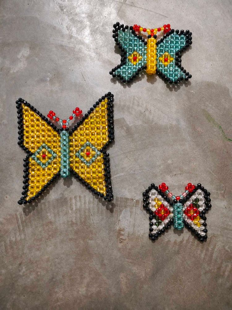 Beaded Butterfly Brooches