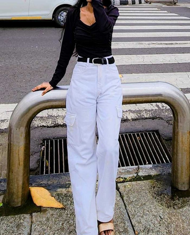 Stylish White Cargo Pants