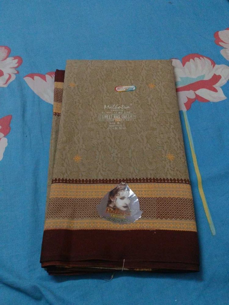 Traditional Beige &amp; Brown Saree