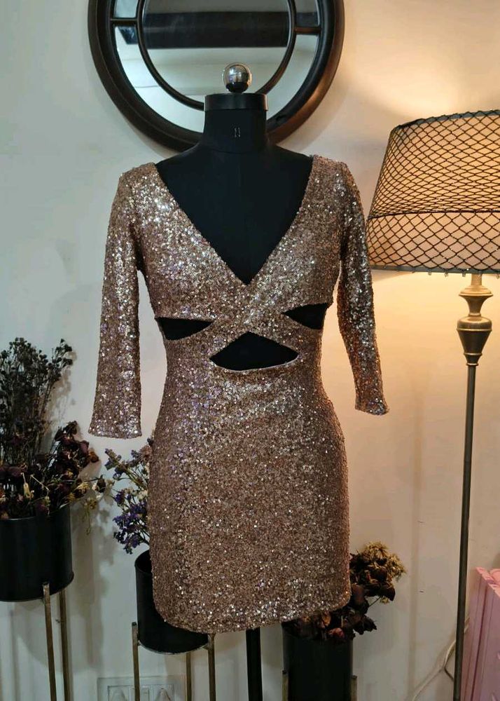 Sparkling Sequin Cutout Mini Dress
