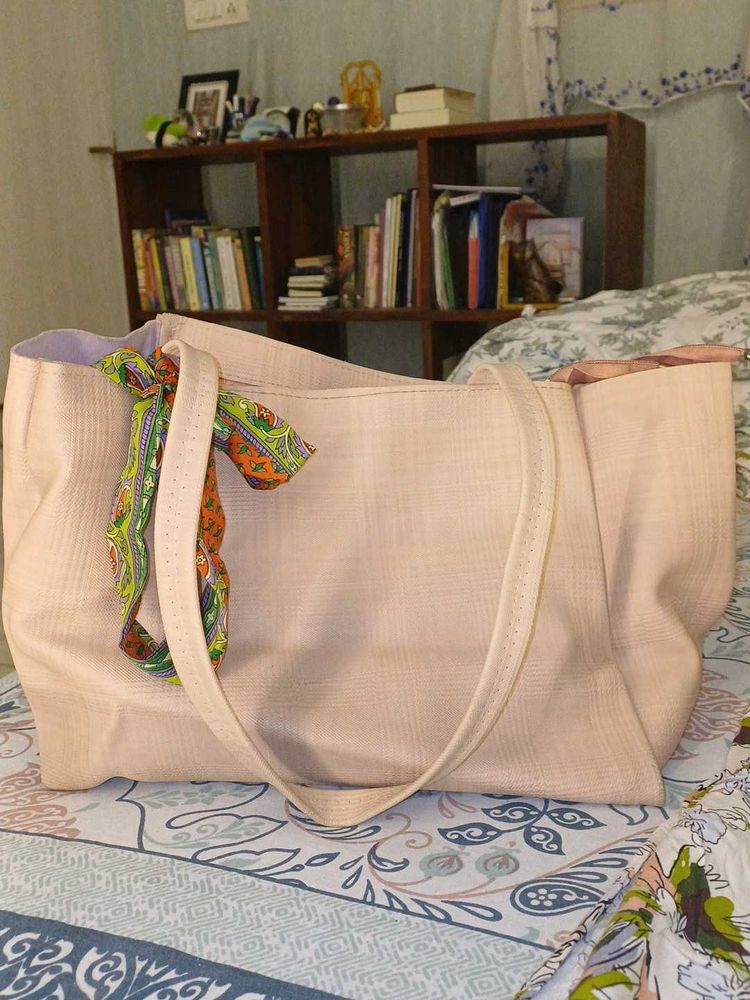 Elegant Tote Bag with Scarf Accent
