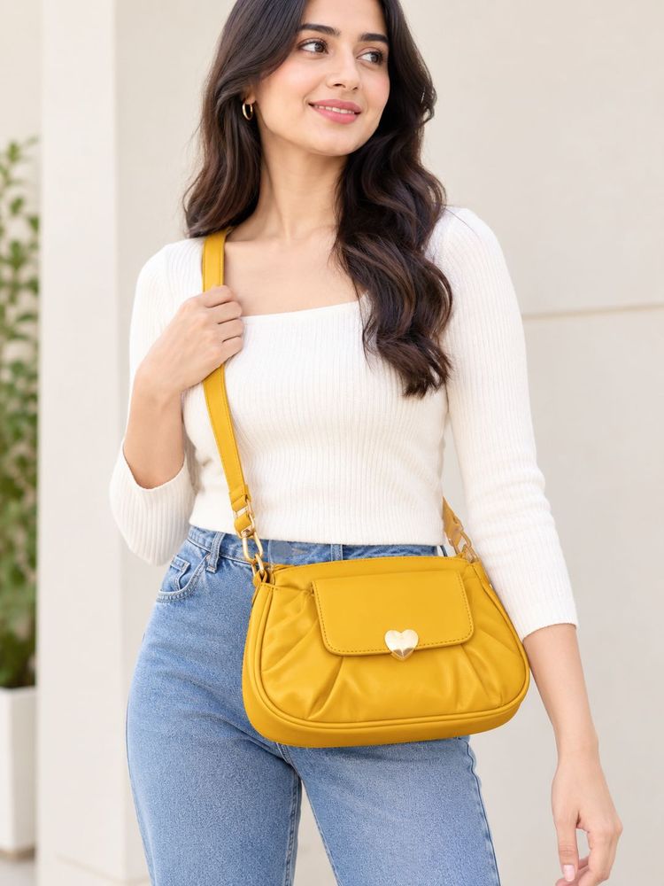 Cute Mustard Yellow Heart Accent Bag