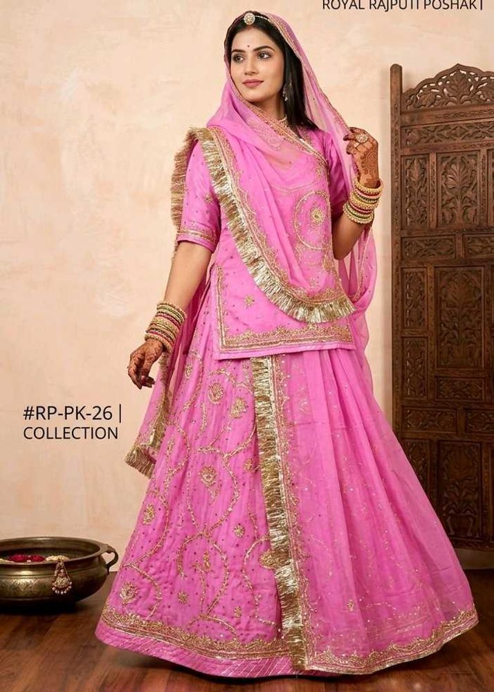 pink rajputi pure poshak