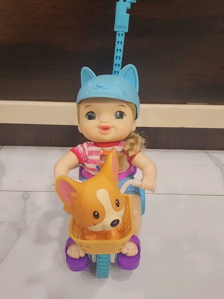 baby alive doll with bicycle