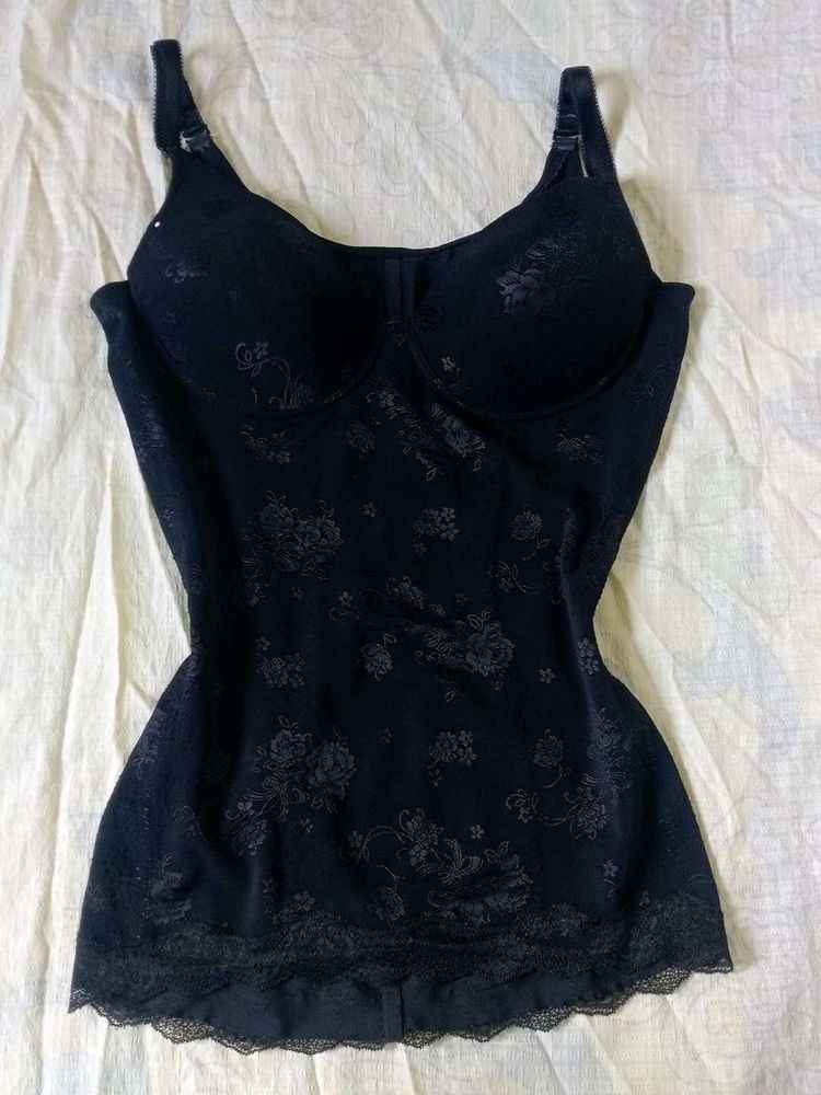Black Floral Lace Trim Shapewear Camisole