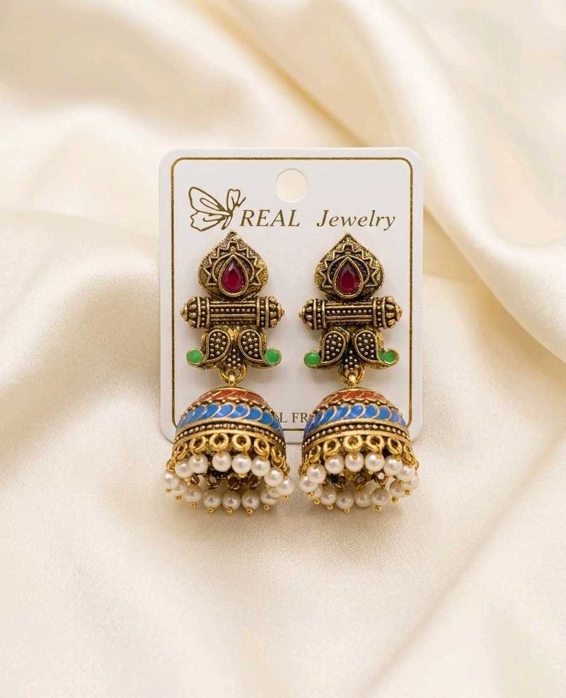 ✨ Navratri Vibrant Heritage Enamel Jhumkas ✨