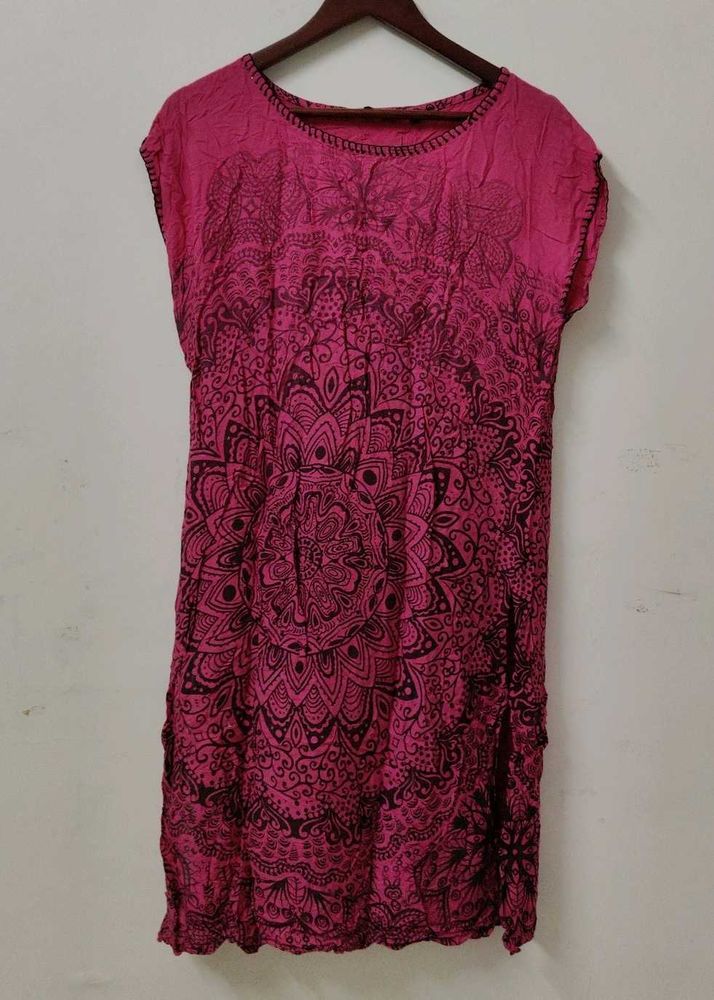 Vibrant Pink Mandala Print Dress