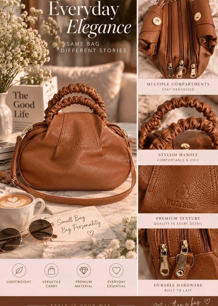 Chic Brown Textured Handbag