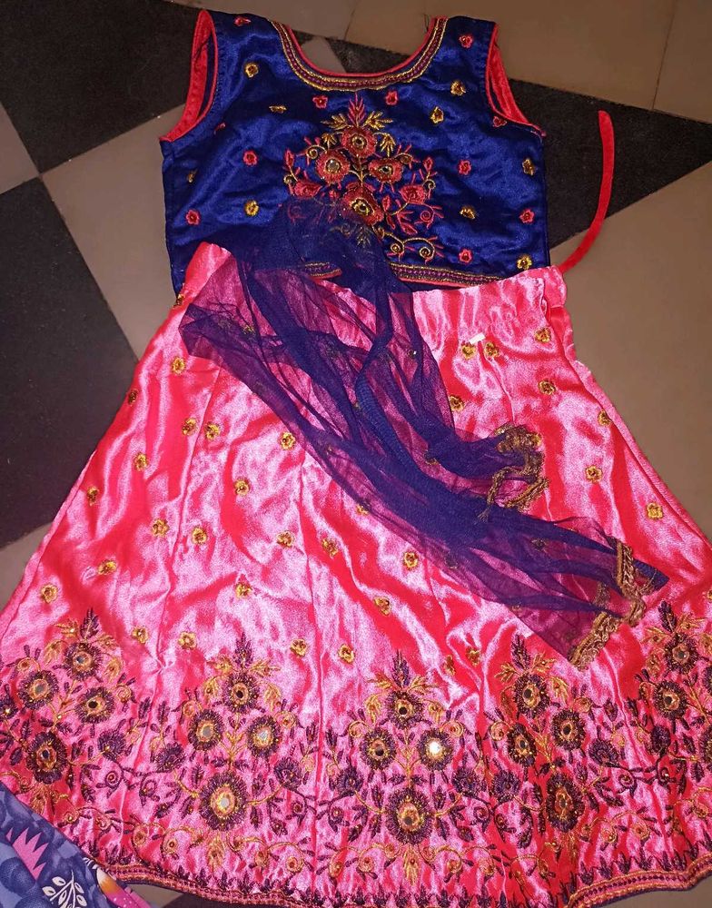Beautiful Pink &amp; Blue Lehenga Choli