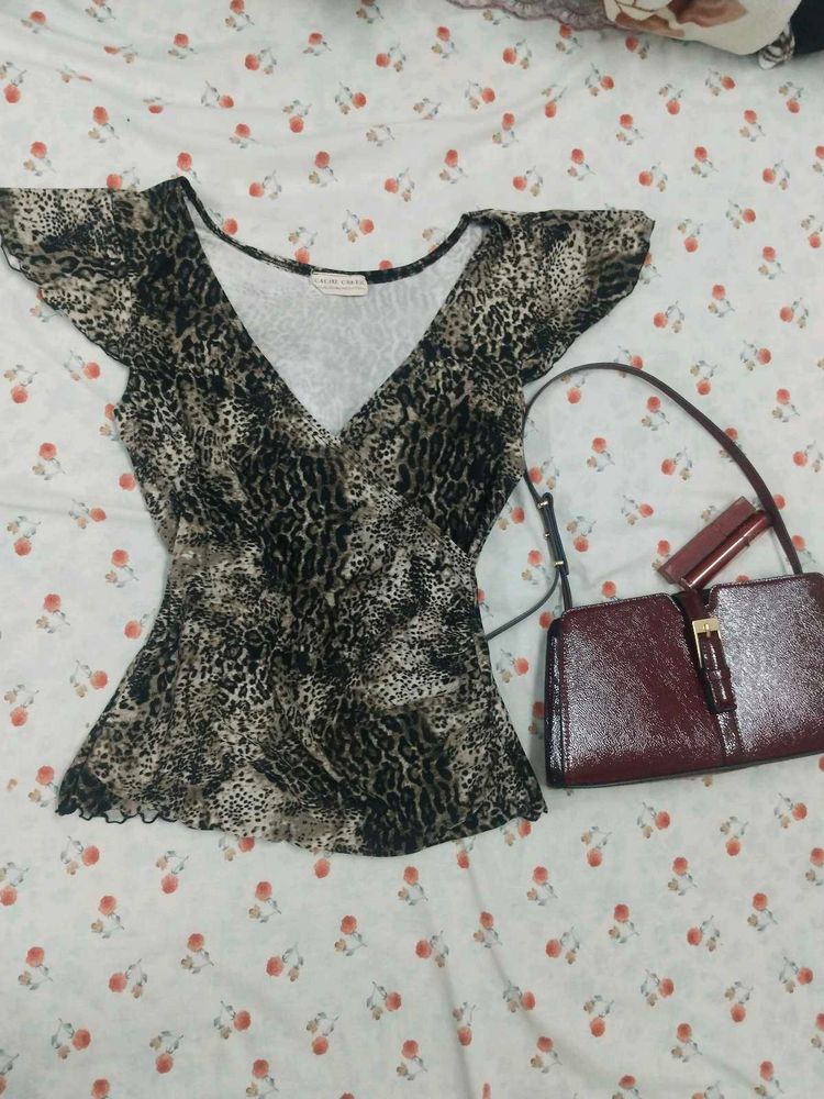 leopard print y2k top
