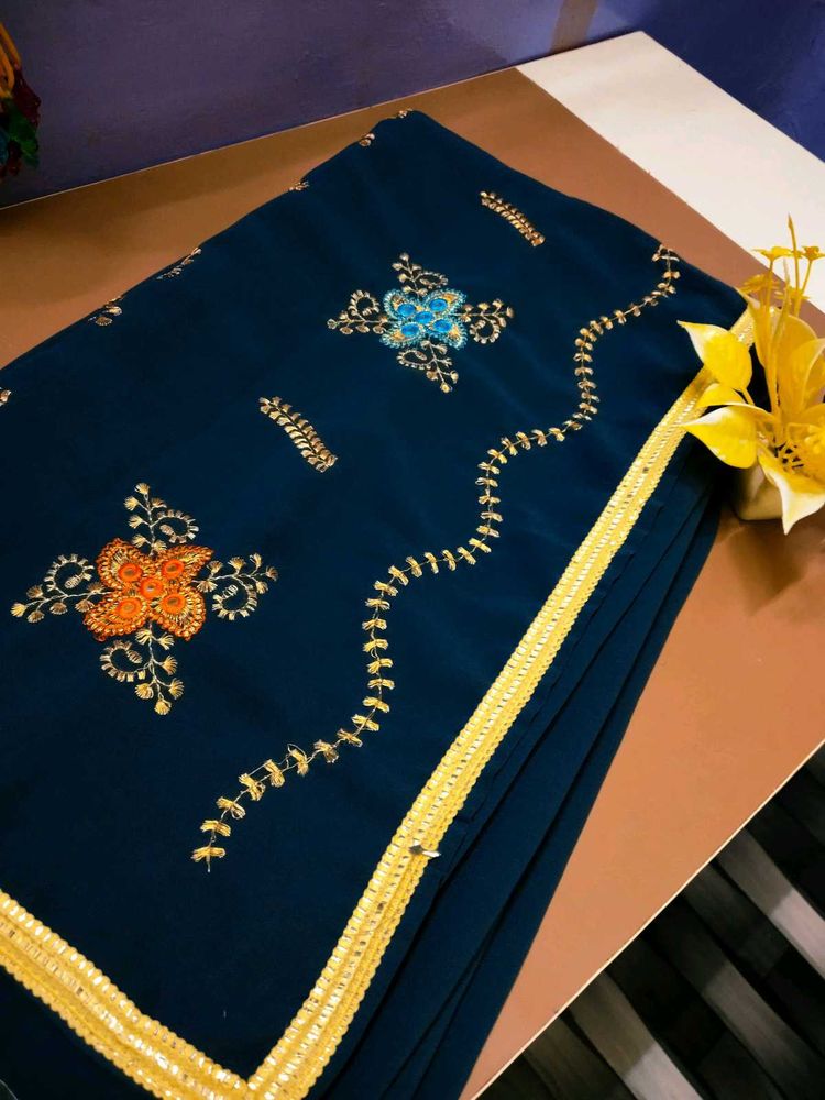 Embroidered Dar grey 🩶 Saree buy now and receive