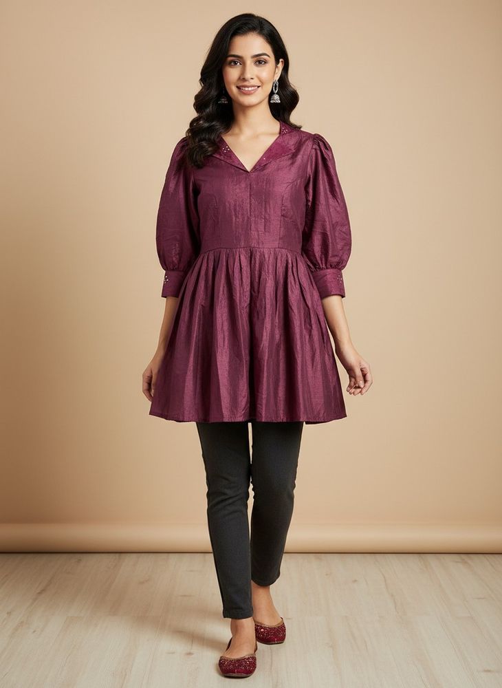 Elegant Maroon Tunic with flared skirt