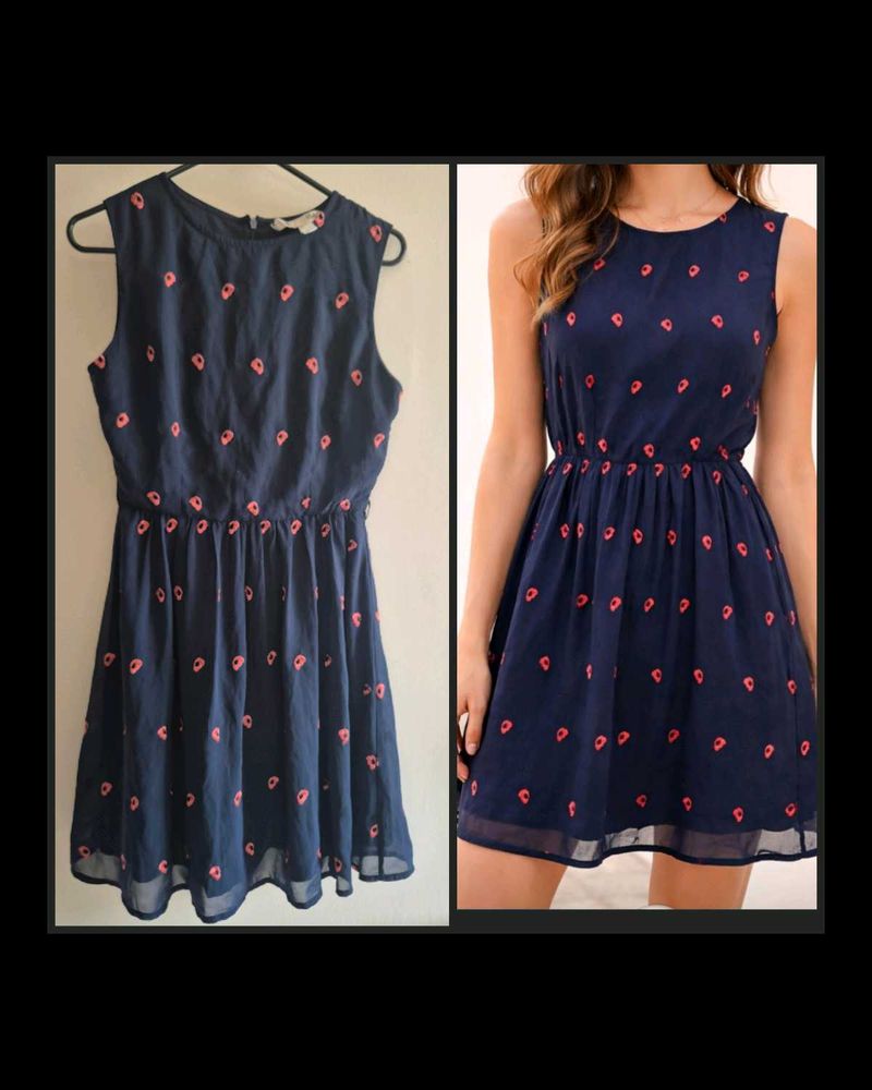 Navy Blue Embellished Summer Dress