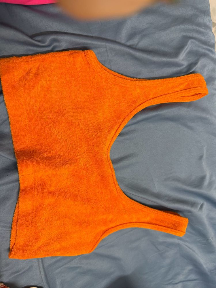 Orange Terry Cloth Bikini Top