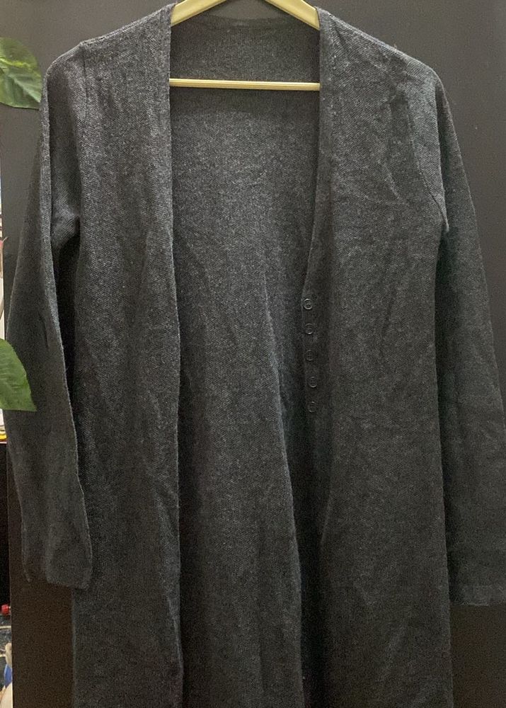 Longline Charcoal Grey Cardigan