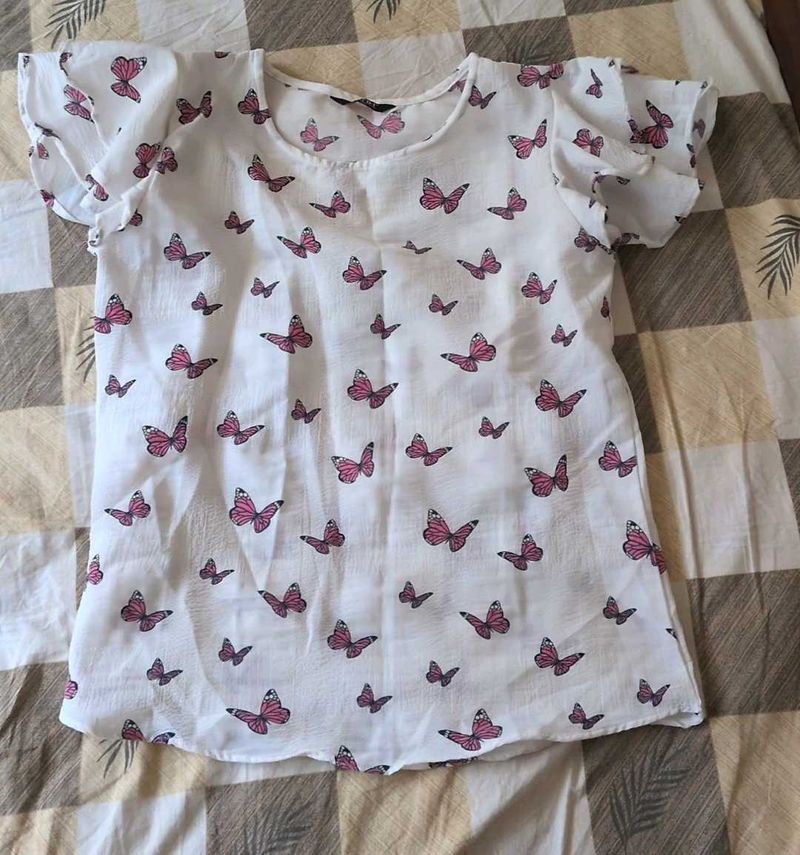 Charming Butterfly Print Top