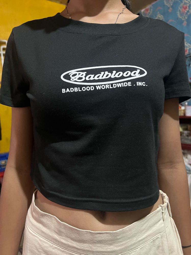 Black "Badblood" Crop Top