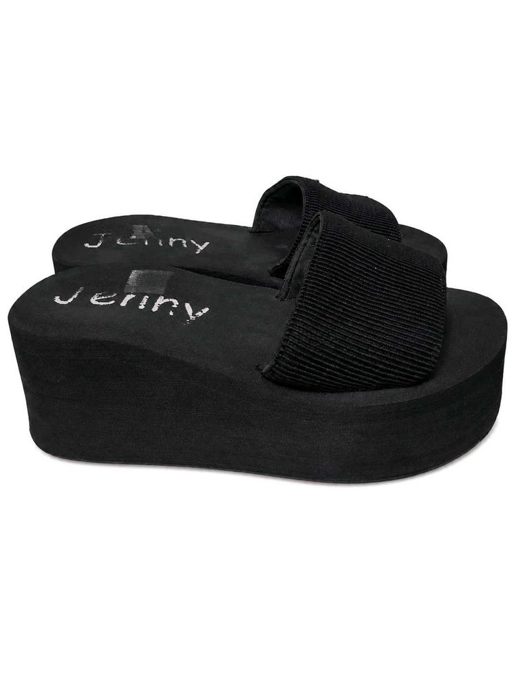 Women's Black Platform Slide Slippers