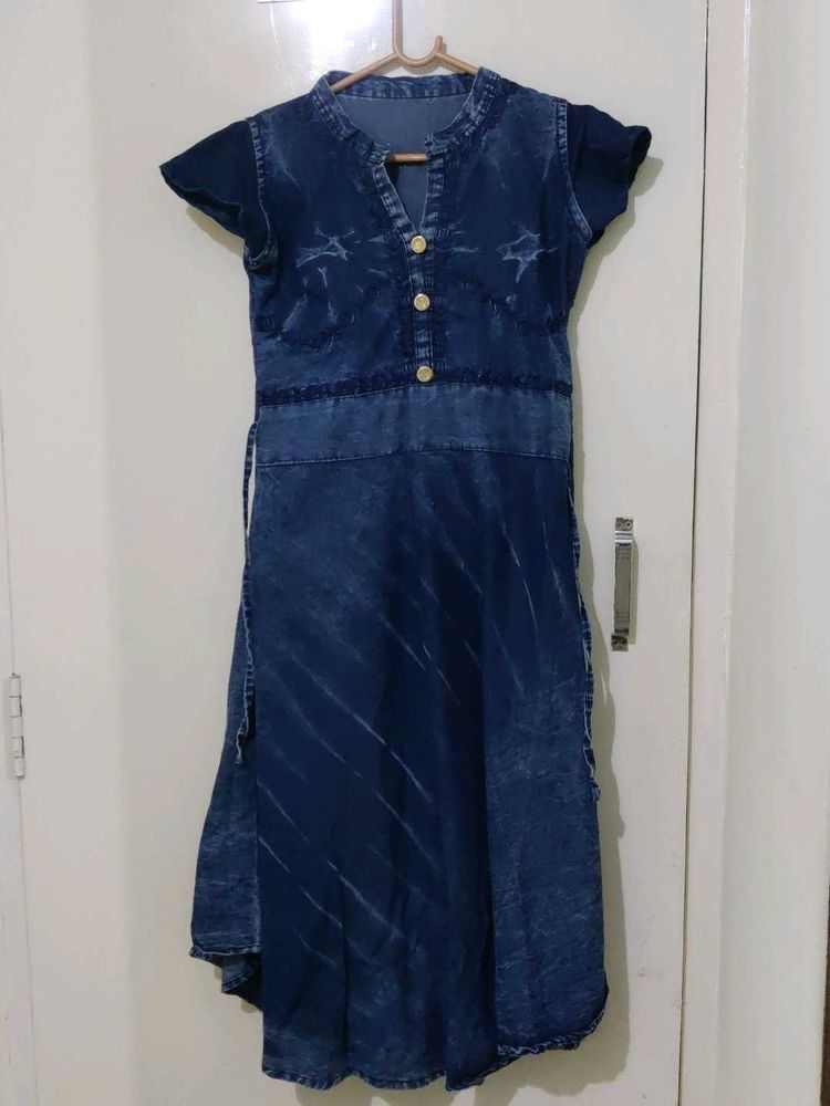 Blue Denim Effect Kurti
