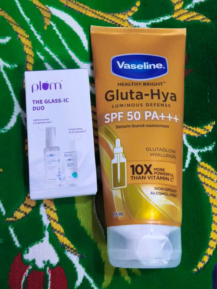 plum Vaseline Gluta-Hya Serum-Burst Sunscreen &amp; Pl