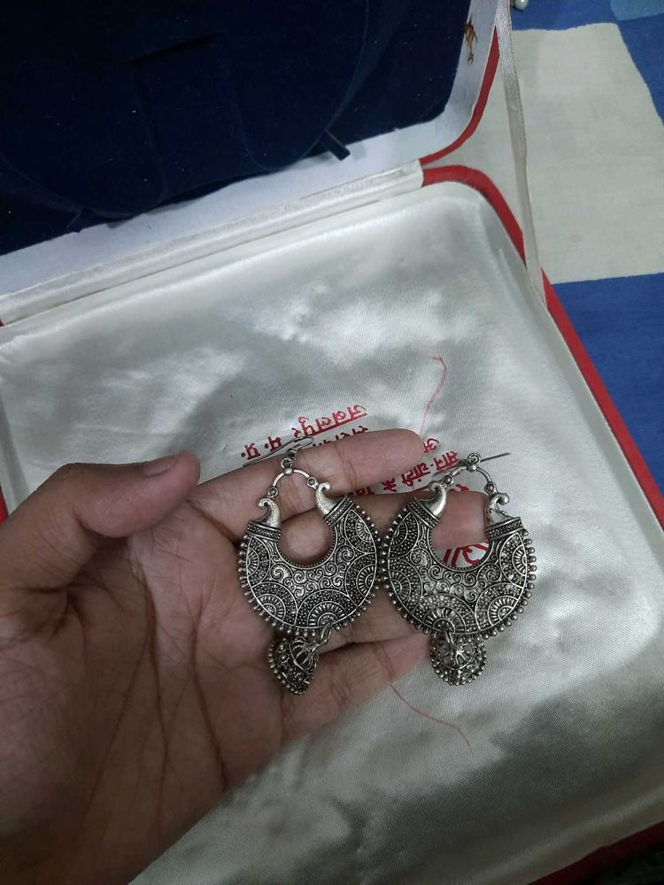 Boho Oxidized Silver Earrings