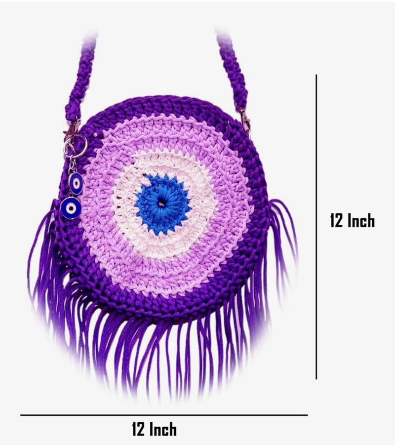Boho Evil Eye Crochet Shoulder Bag