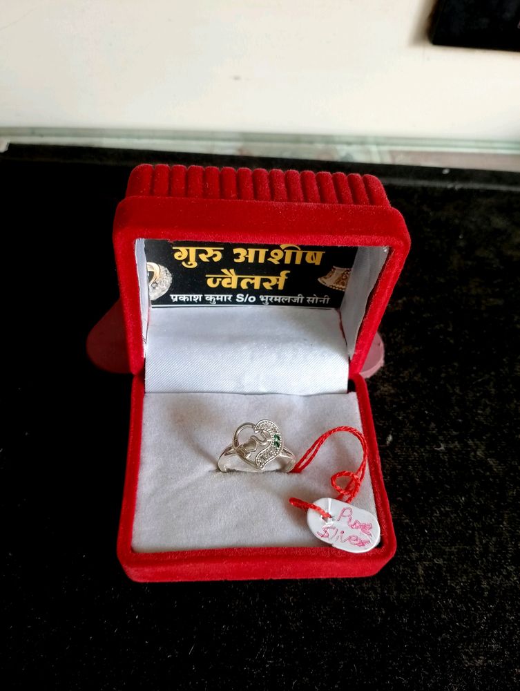 Heartshape Ring Pure Silver (wt:1.63gm)