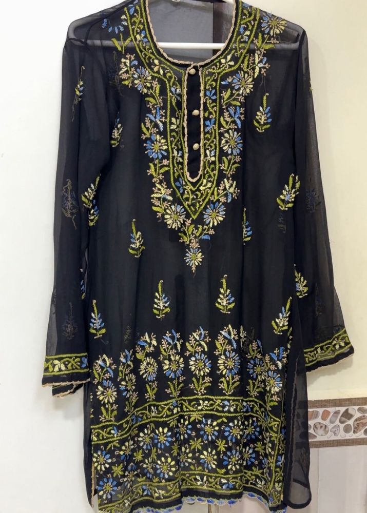 Black Chikankari Short Kurti