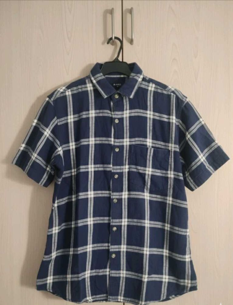 zudio Men's Plaid Short Sleeve Shirt