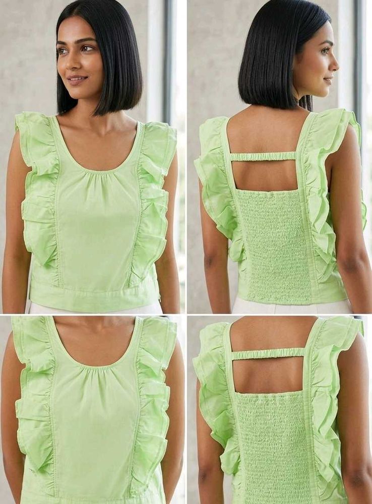 Lime Green Ruffle Sleeveless Top