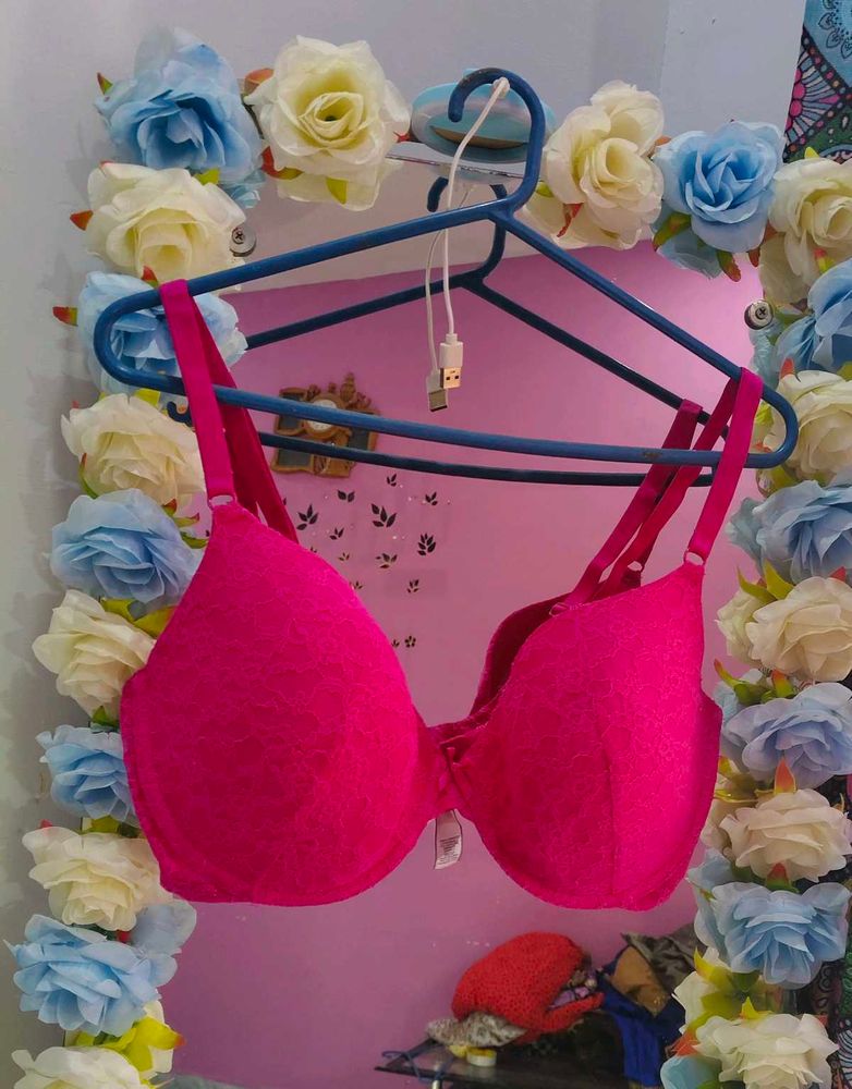 Bright Pink Lace Bra