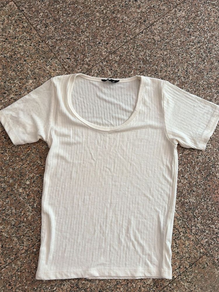 Cream Neck T-Shirt
