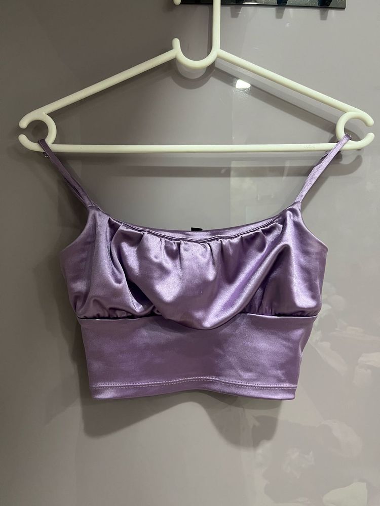 Satin Ruched Crop Top
