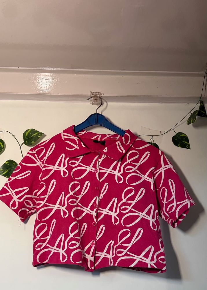 Vibrant Pink Cropped Shirt