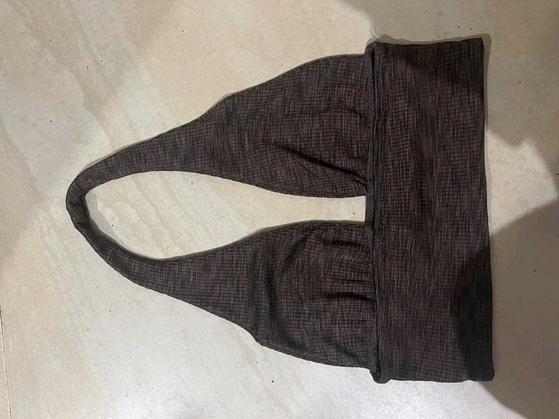 H&amp;M Brown Textured Halter Neck Top