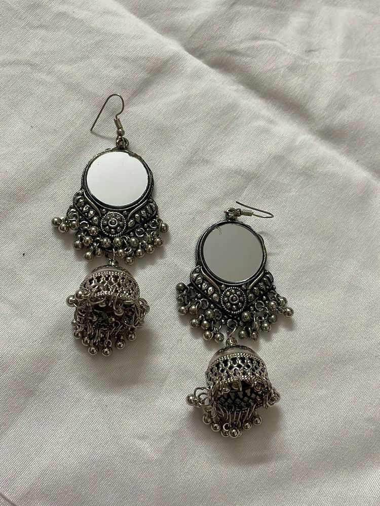 Mirror Jhumka Earrings