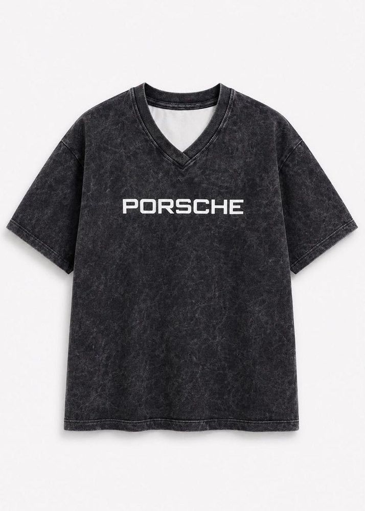 Porsche V-Neck Acid Wash T-Shirt