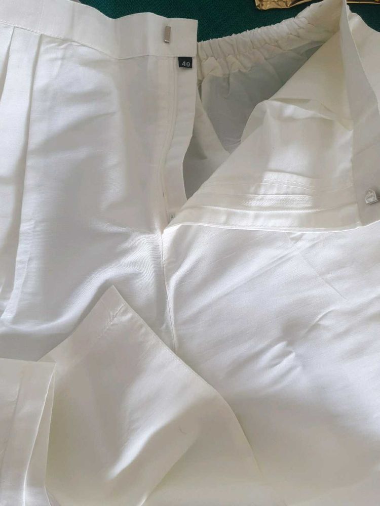 new👌Classic White Wide-Leg Trousers 40 S
