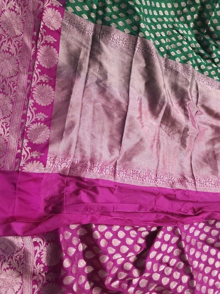 Elegant Green and pink Banarasi Silk Saree