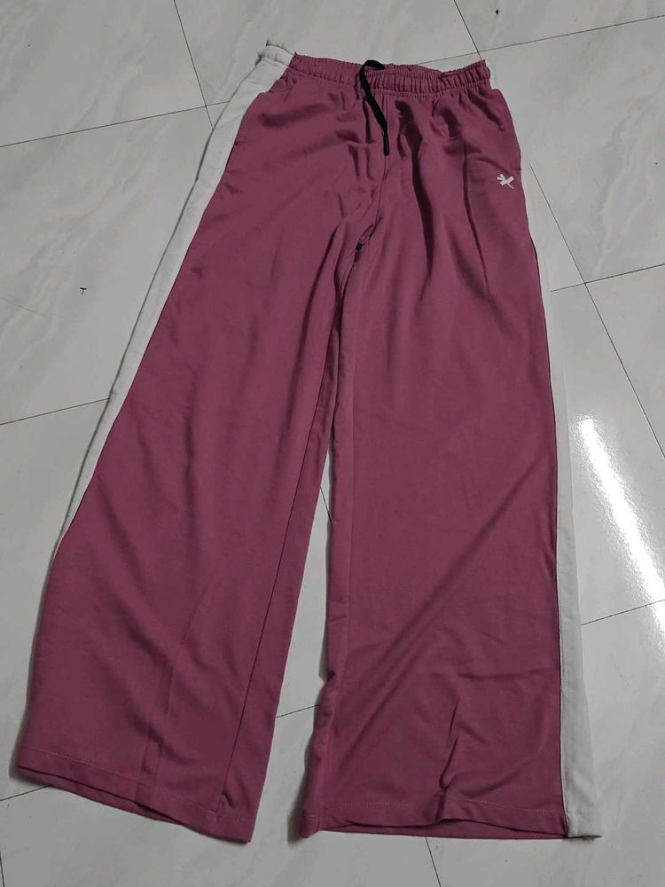Pink Wide Leg Track Pants