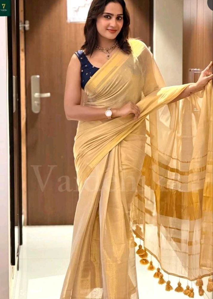 Elegant Golden Multissue Saree