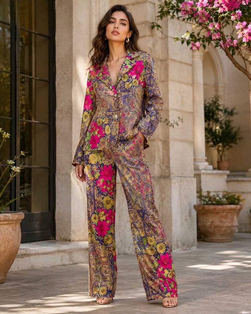 Women's Floral Print Blazer Set