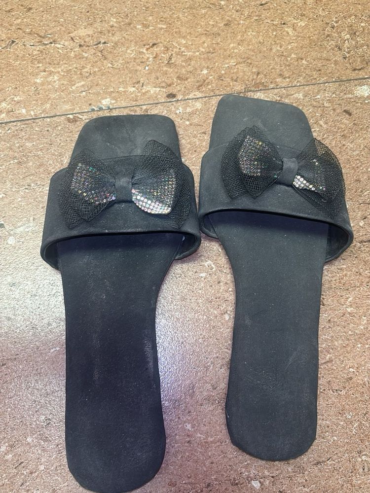 Sparkly Bow Slides