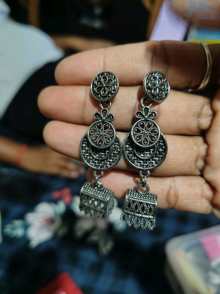 Oxidized Jhumka Earrings