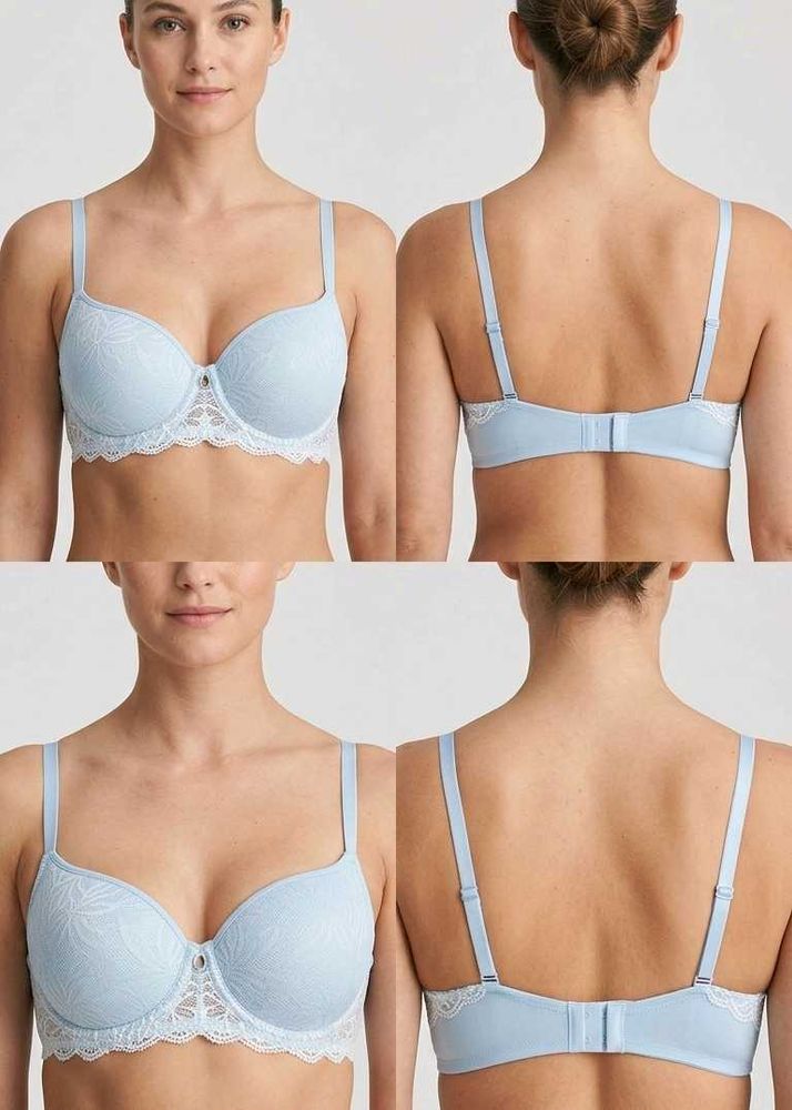 Light Blue Lace Trim Bra