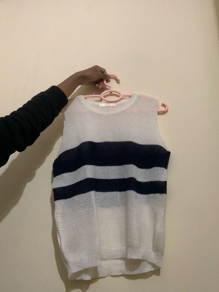 Striped Sleeveless Knit Top