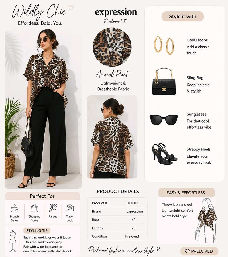 Expression Animal Print Ruffle Top